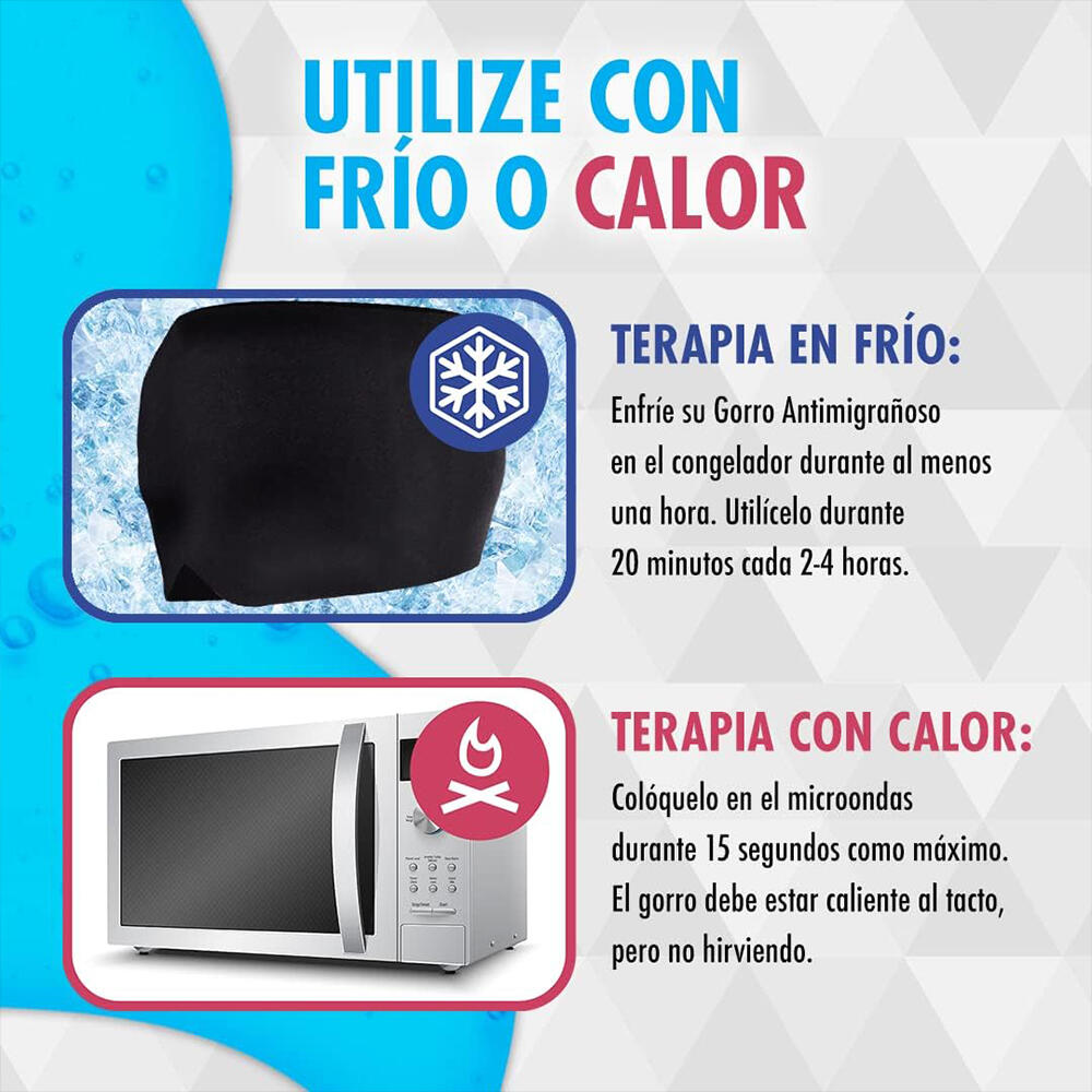 Gorro de gel para alivio de dolor de cabeza. Usar tanto  Frío o Calor